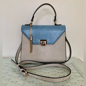 Dune London Beige & Blue Tassel Crossbody Handbag